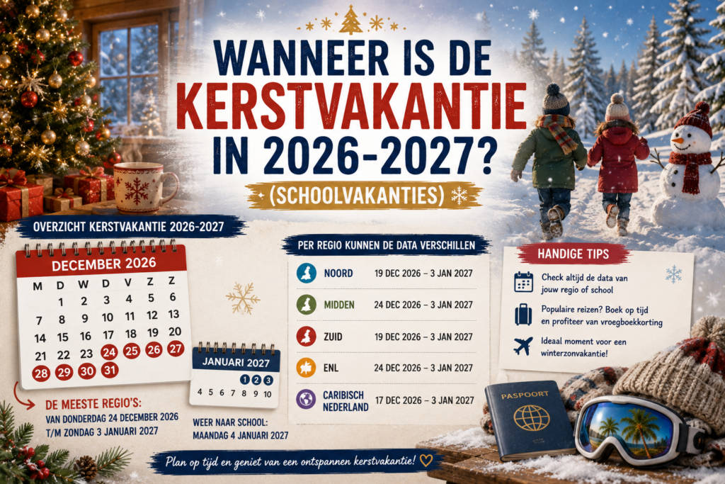 Wanneer is de kerstvakantie in 2026-2027 - schoolvakantie