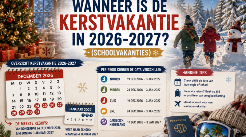 Wanneer is de kerstvakantie in 2026-2027 - schoolvakantie
