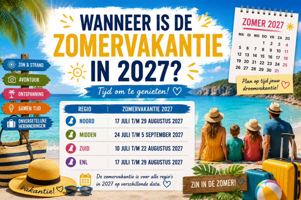 Wanneer is de zomervakantie 2027? - schoolvakanties