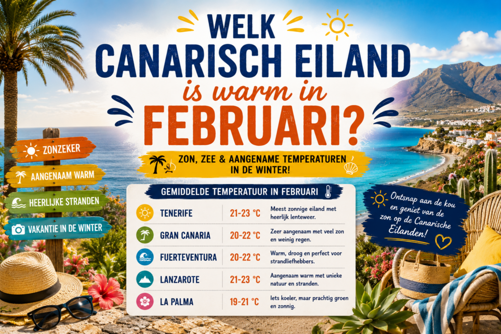 Welk Canarisch eiland is warm in februari?